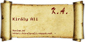 Király Ali névjegykártya